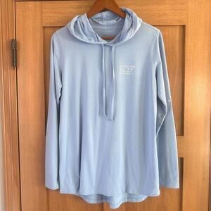 Vineyard Vines Edgartown Hydrangea Blue Long Sleeve Hooded Top Women Size Medium